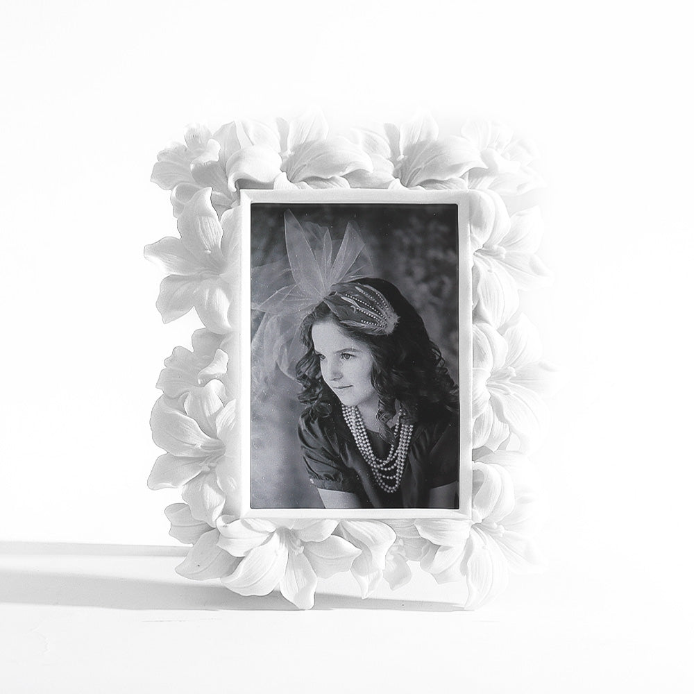 Tropical Flowers Photo Frame Medium - Stone White