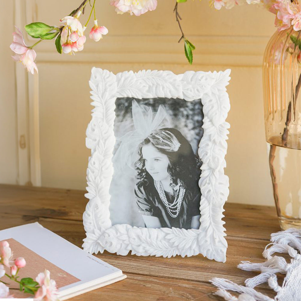 Tropical Leaves Photo Frame Large - Stone White