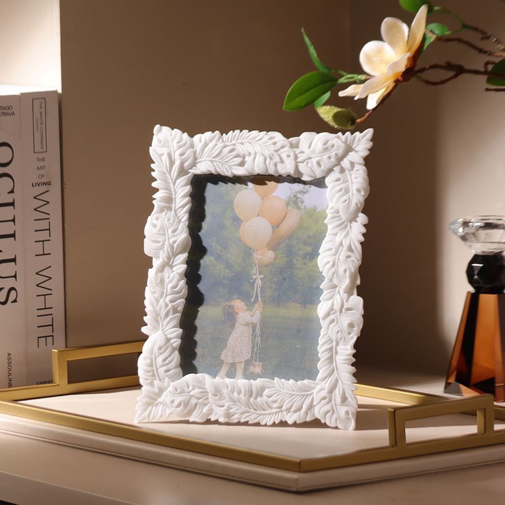Tropical Leaves Photo Frame Large - Stone White