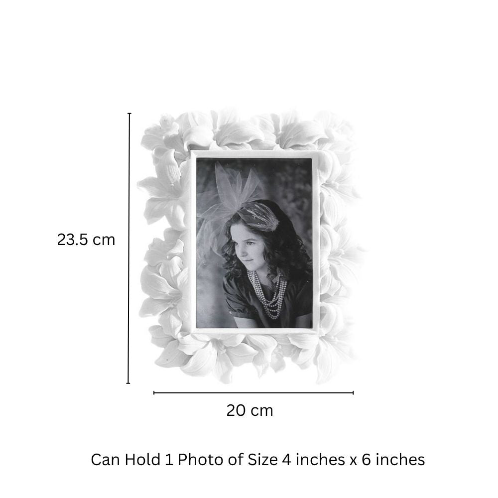 Tropical Flowers Photo Frame Medium - Stone White