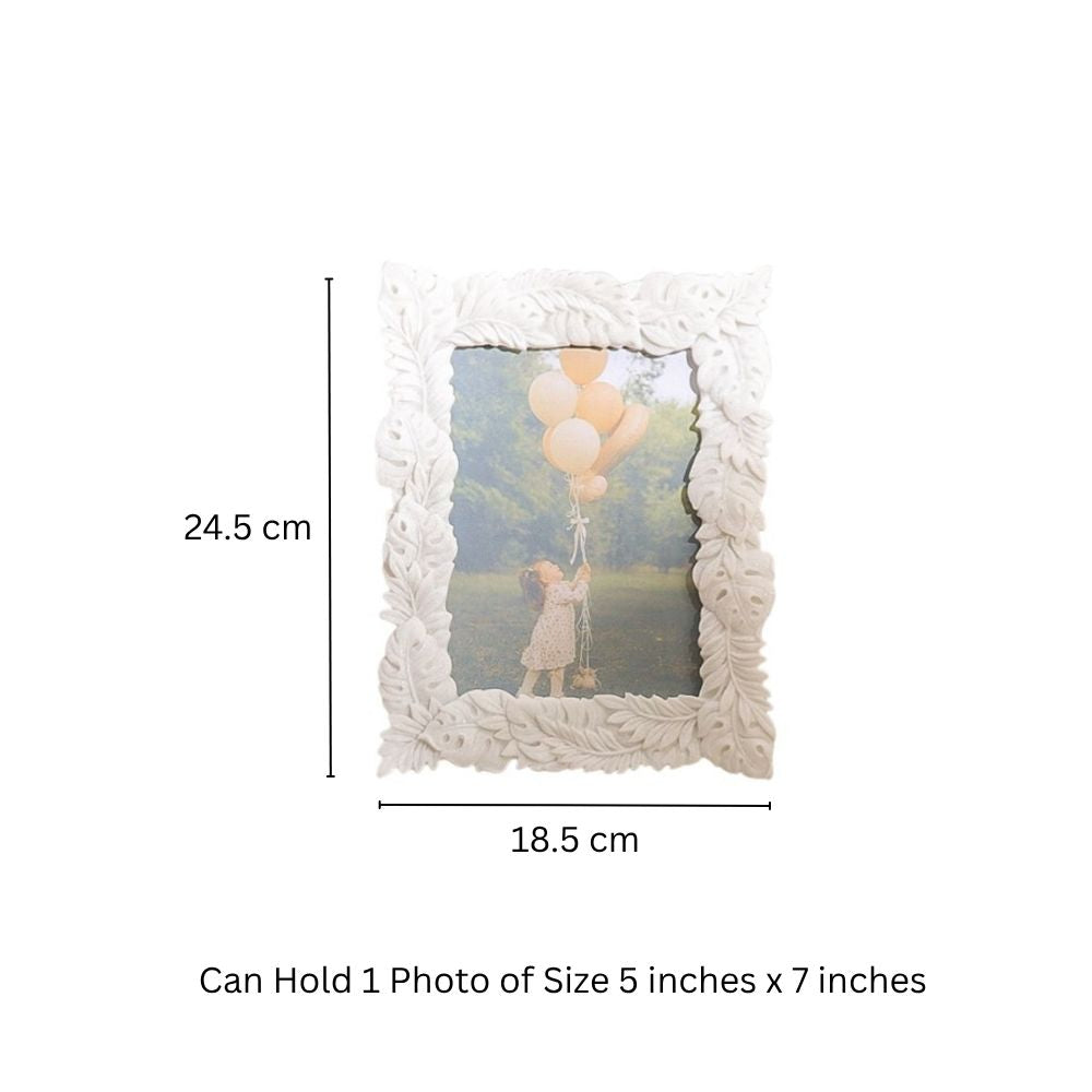 Tropical Leaves Photo Frame Large - Stone White