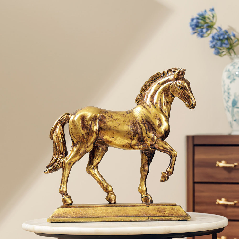 Trotting Horse Decorative Sculpture - Gold