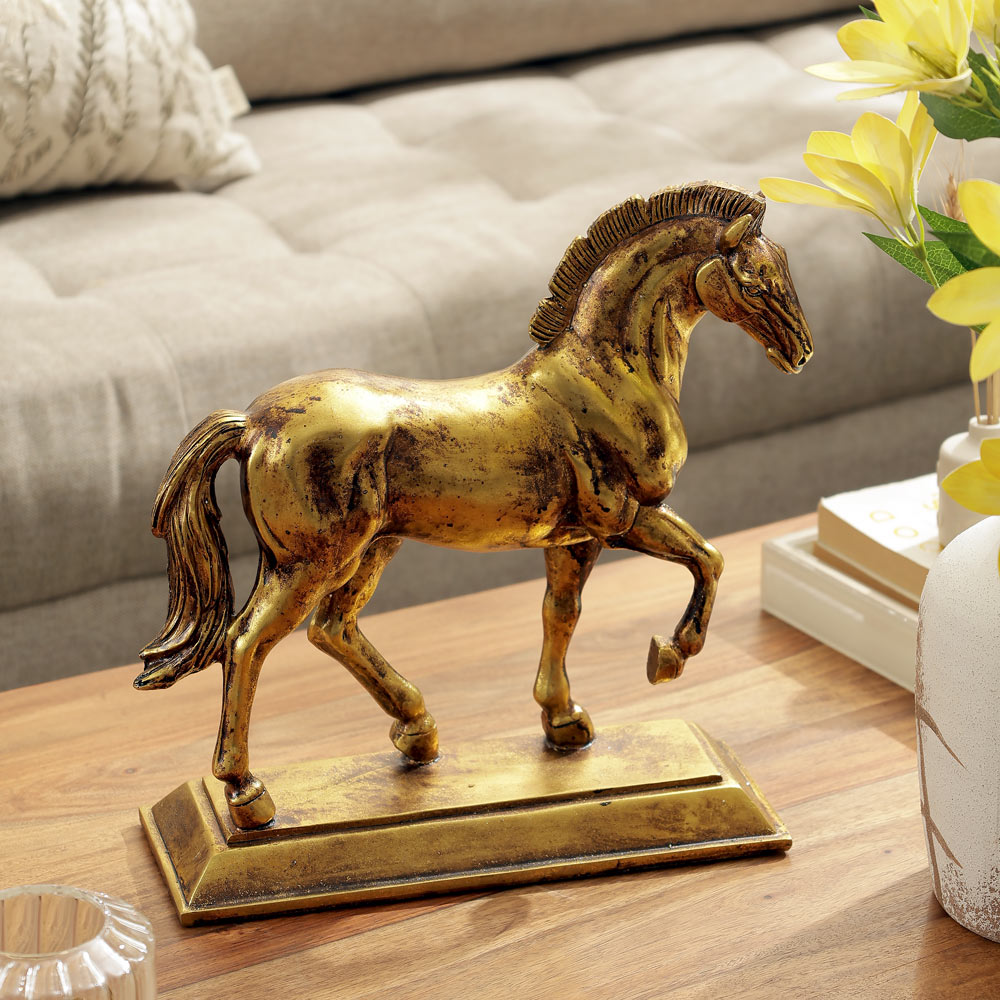 Trotting Horse Decorative Sculpture - Gold