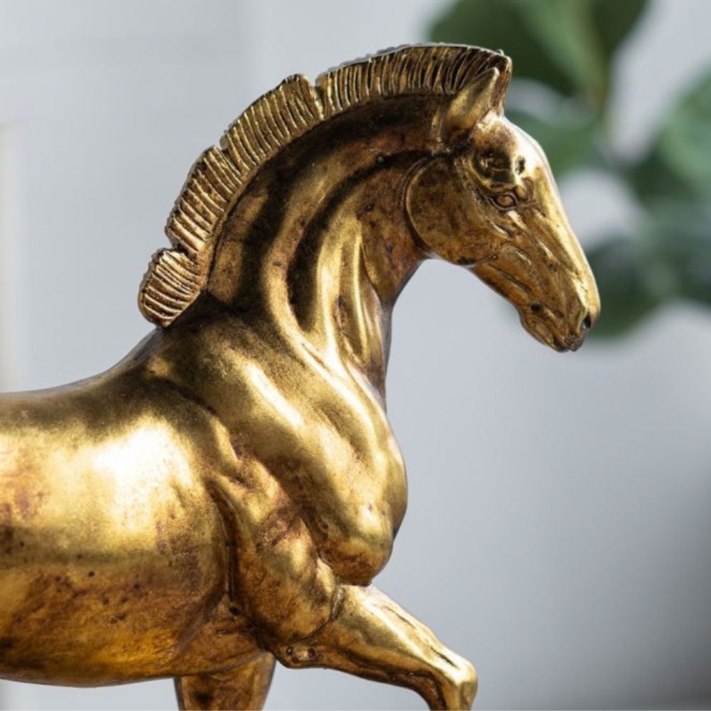 Trotting Horse Decorative Sculpture - Gold