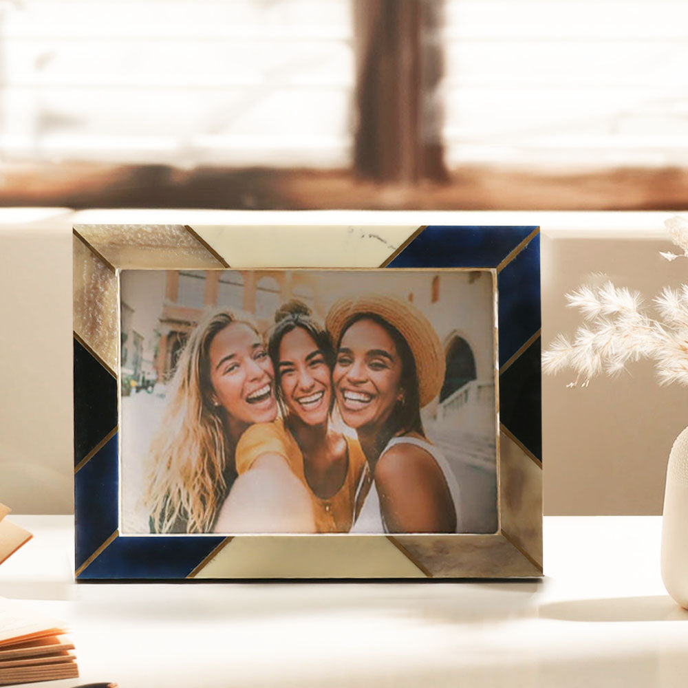 Troy Resin Photo Frame Large - Blue Beige