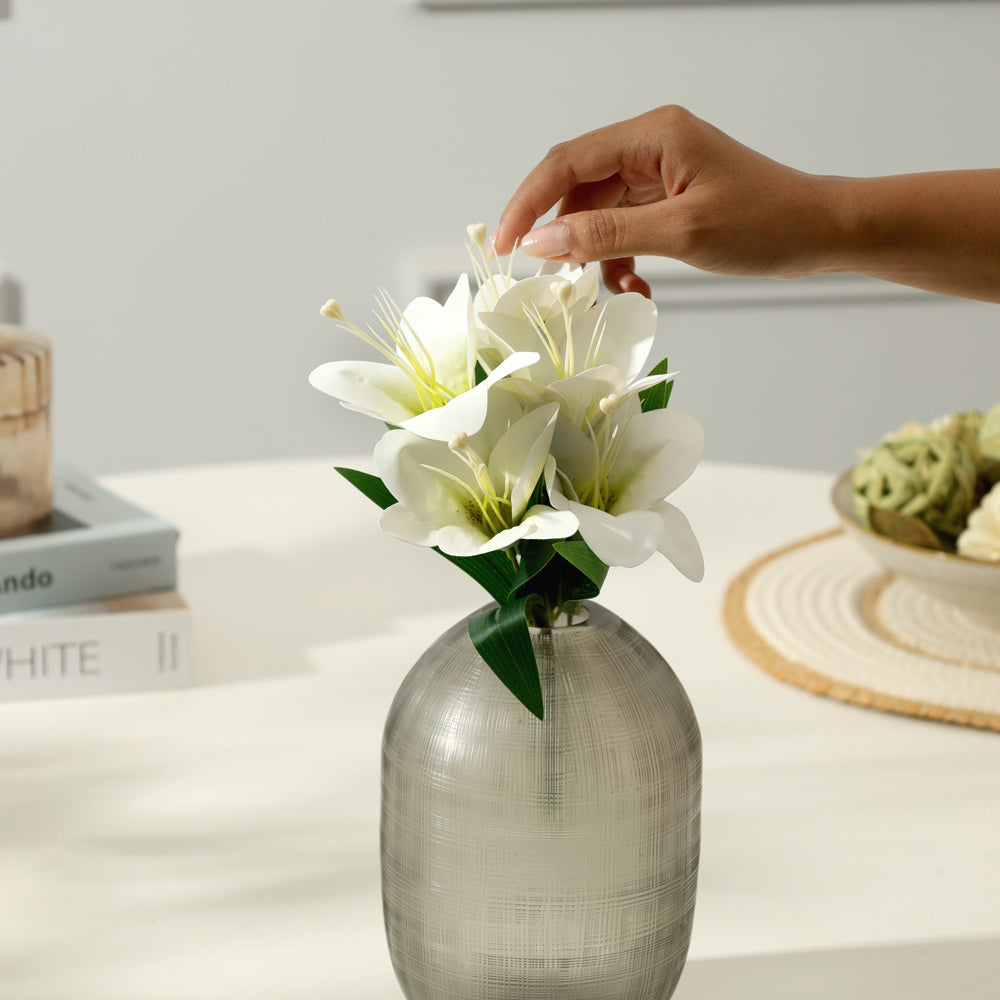 Trumpet Lily Faux Stem, Set of 2 - Dappled White
