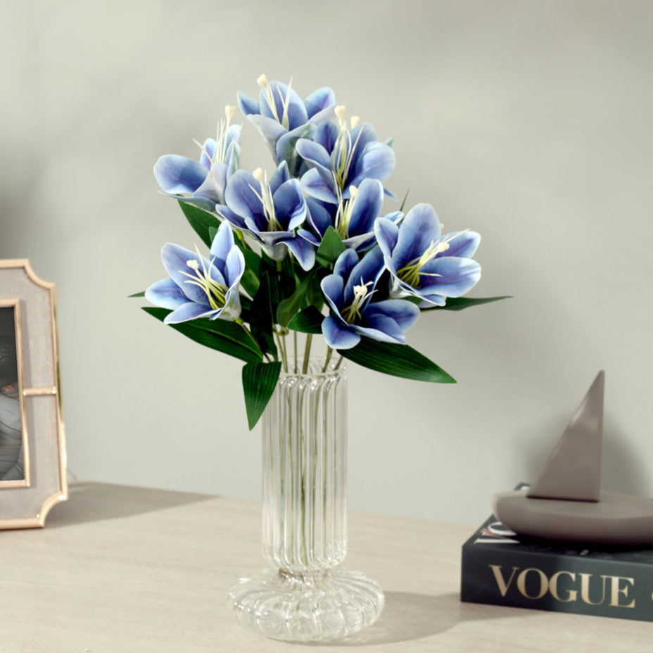 Trumpet Lily Faux Stem, Set of 2 - Dark Blue