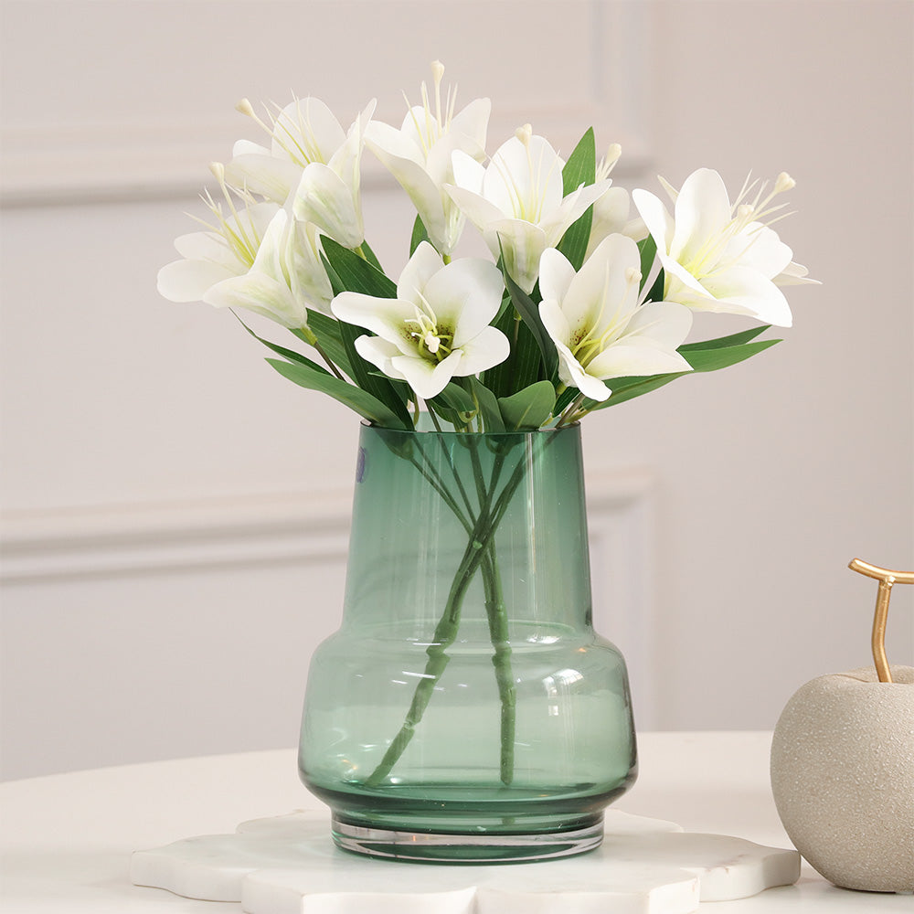 Trumpet Lily Faux Stem, Set of 2 - Dappled White