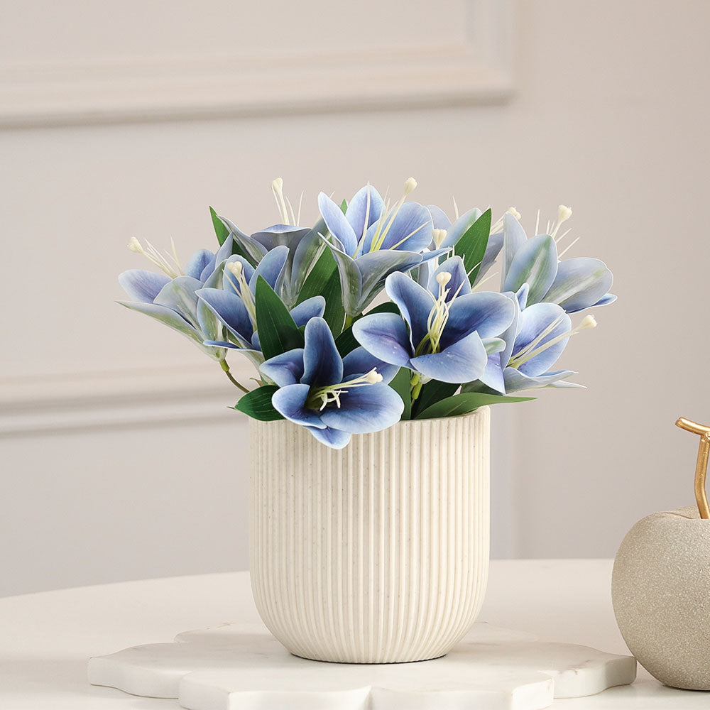 Trumpet Lily Faux Stem, Set of 2 - Dark Blue