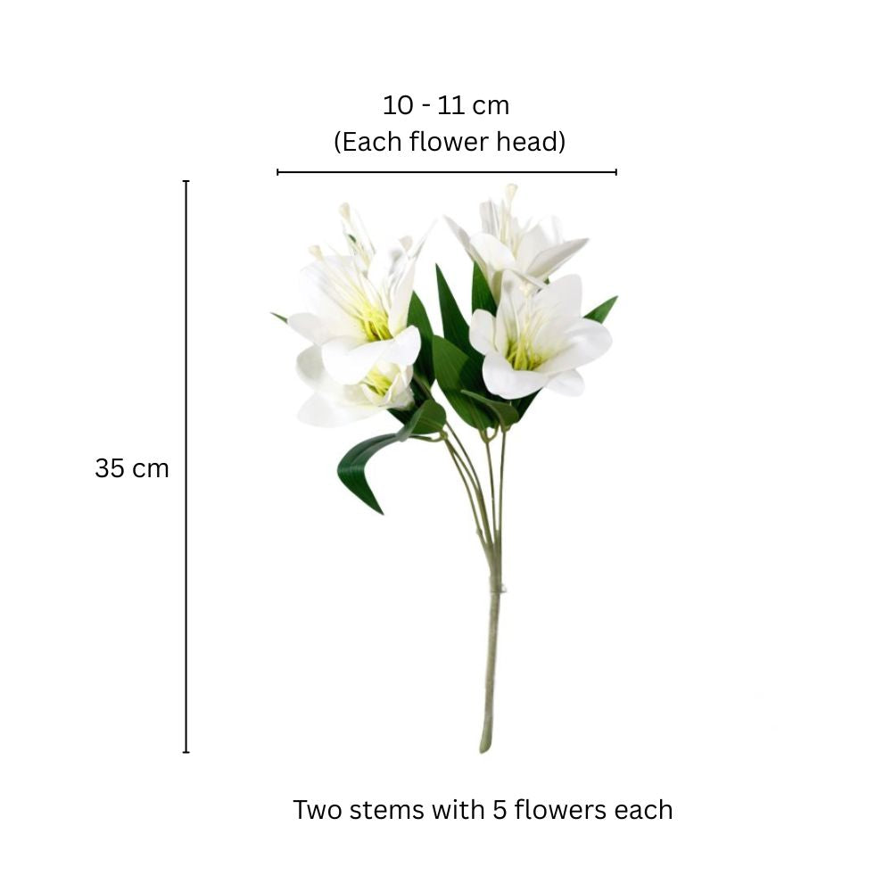 Trumpet Lily Faux Stem, Set of 2 - Dappled White