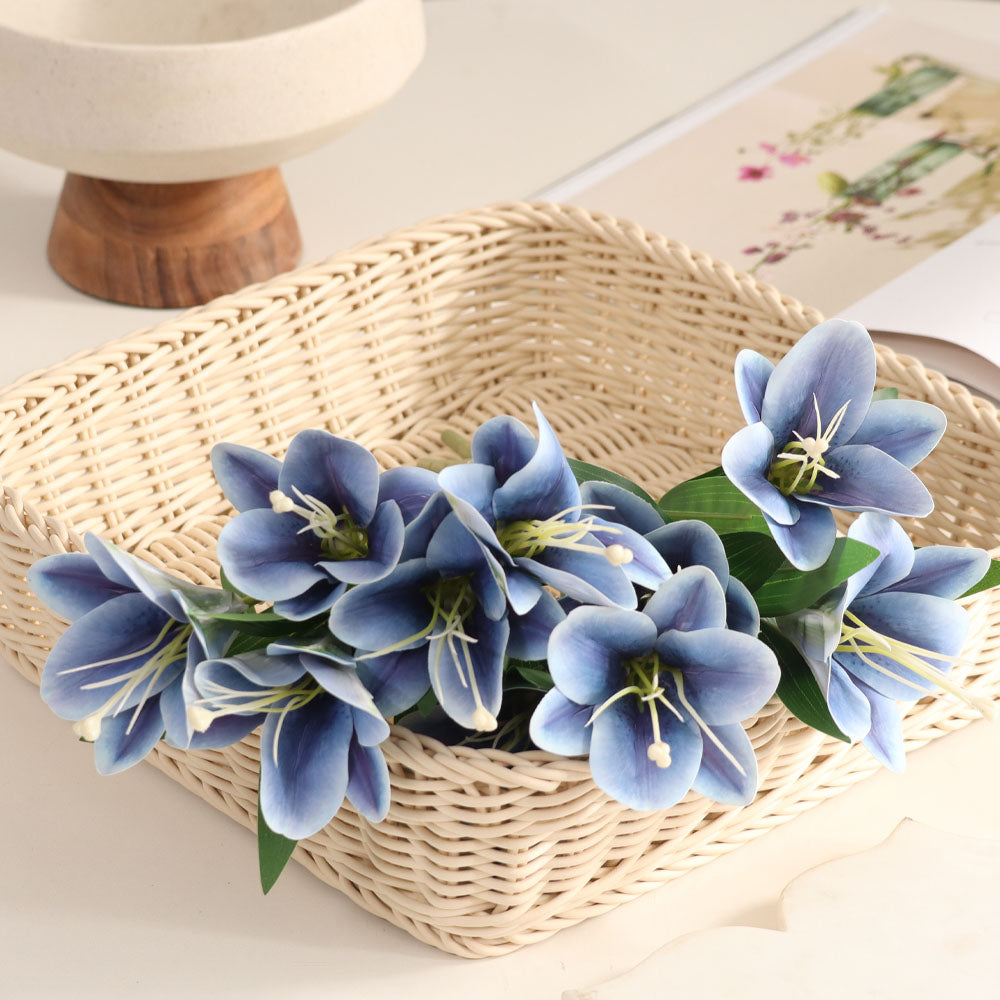 Trumpet Lily Faux Stem, Set of 2 - Dark Blue