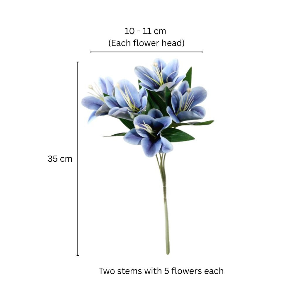 Trumpet Lily Faux Stem, Set of 2 - Dark Blue