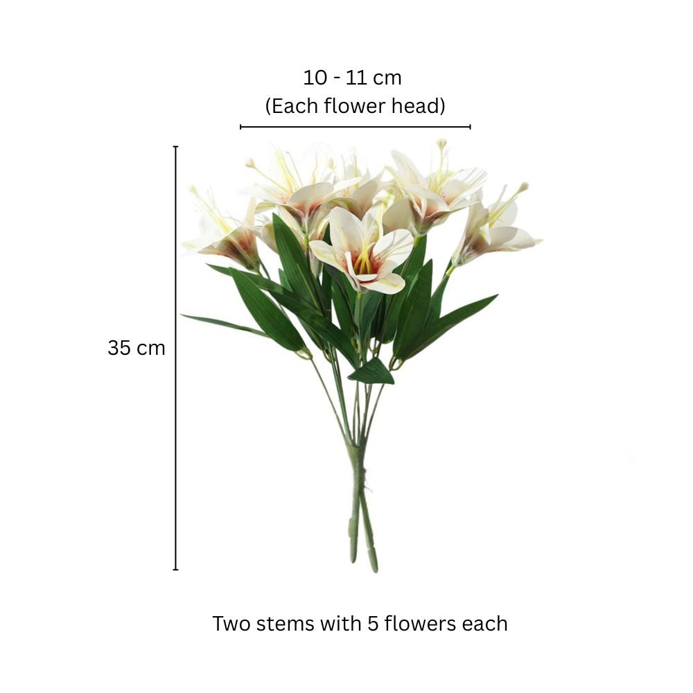 Trumpet Lily Faux Stem, Set of 2 - White Pink
