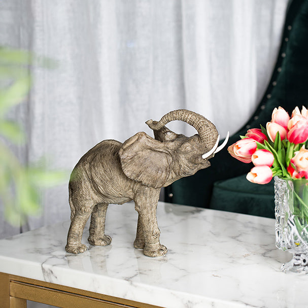 Trumpeting Elephant Sculpture Large - Brown