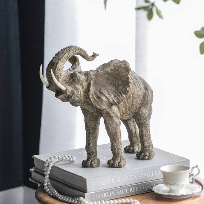 Trumpeting Elephant Sculpture Large - Brown