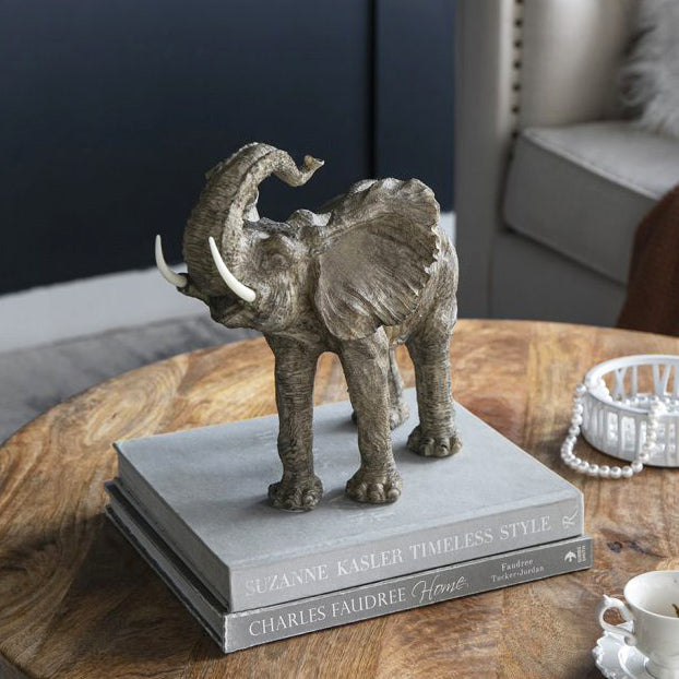 Trumpeting Elephant Sculpture Large - Brown