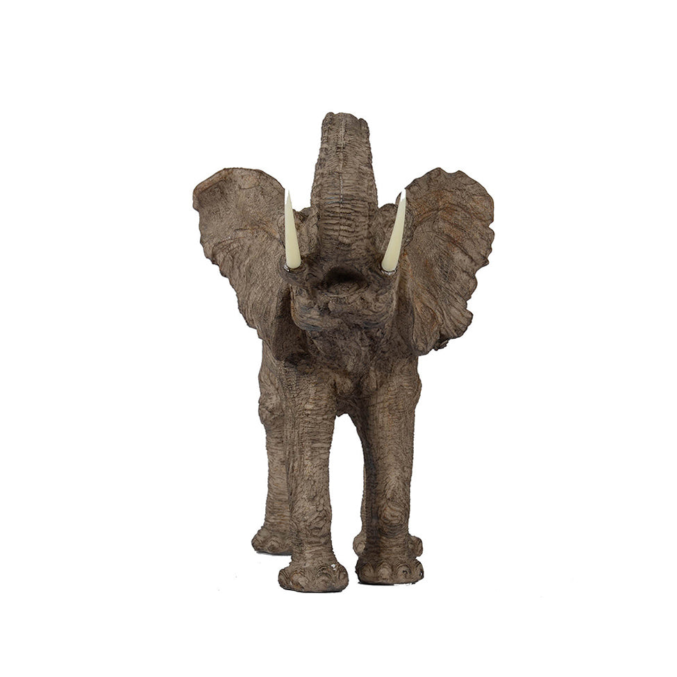 Trumpeting Elephant Sculpture Large - Brown