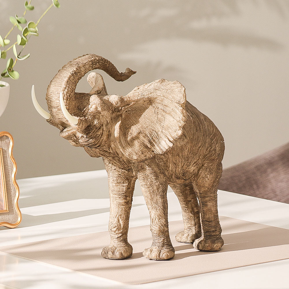 Trumpeting Elephant Sculpture Large - Brown