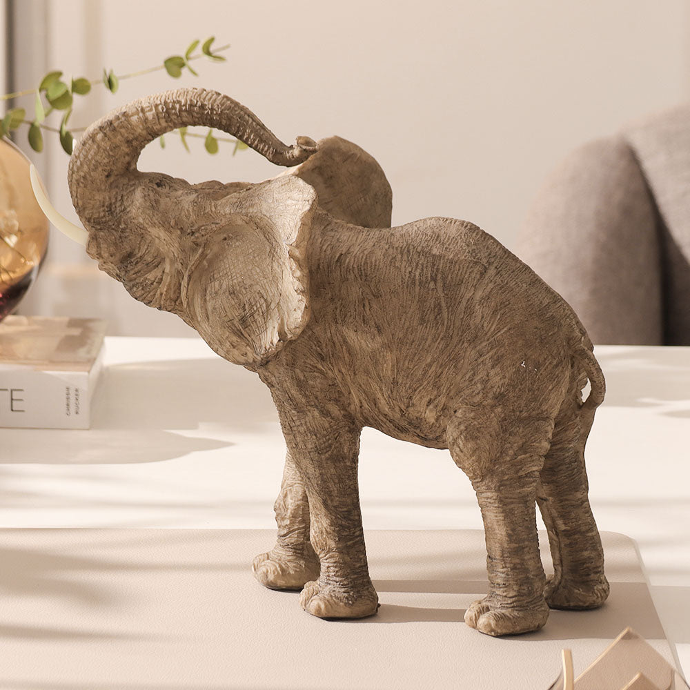 Trumpeting Elephant Sculpture Large - Brown