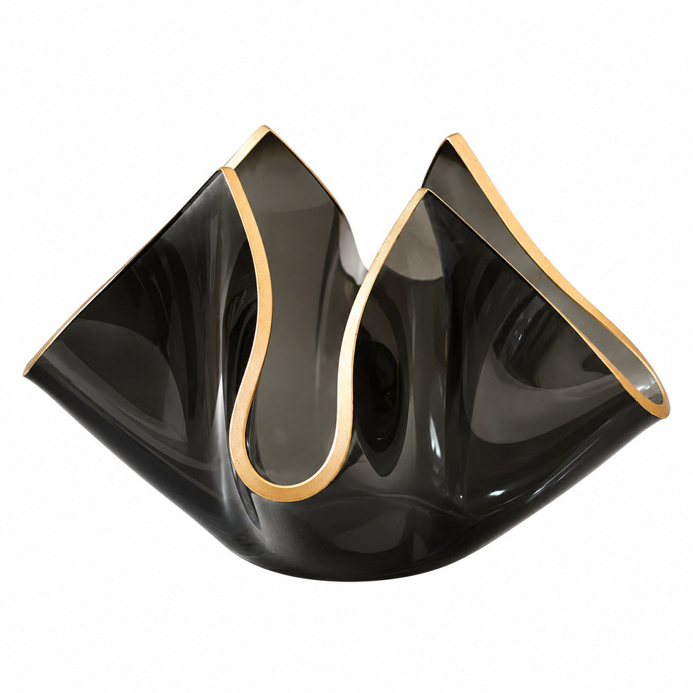 Tulipe Glass Candle Holder Large - Black Gold
