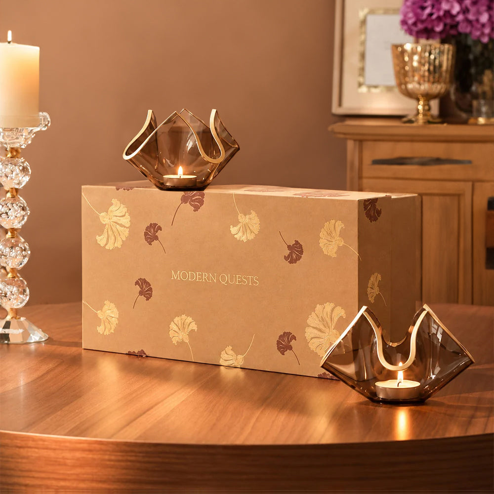 Tulipe Candle Holder 2-piece Gift Set - Brown