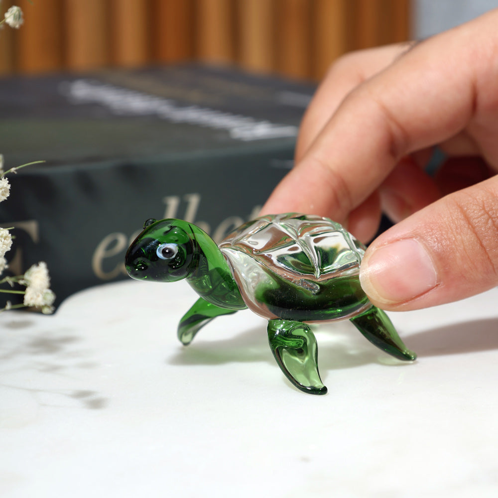 Turtle Mini Glass Accent - Forest Green