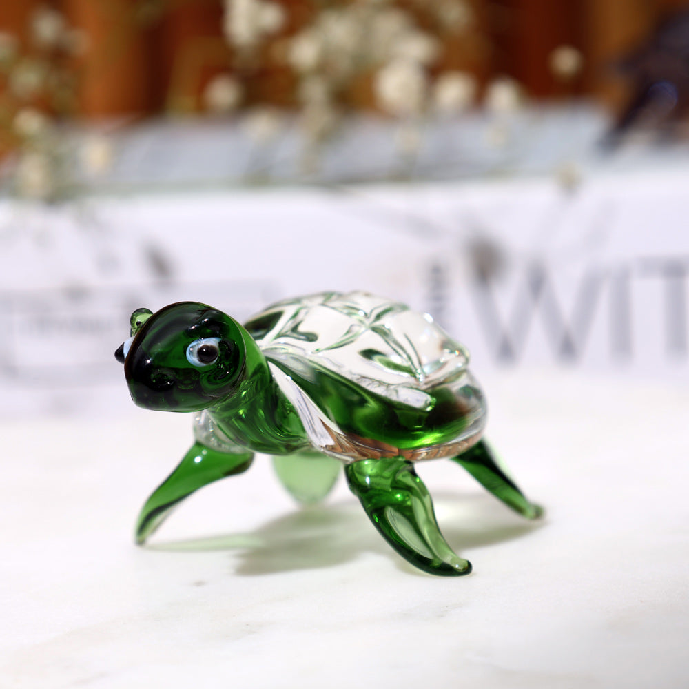 Turtle Mini Glass Accent - Forest Green