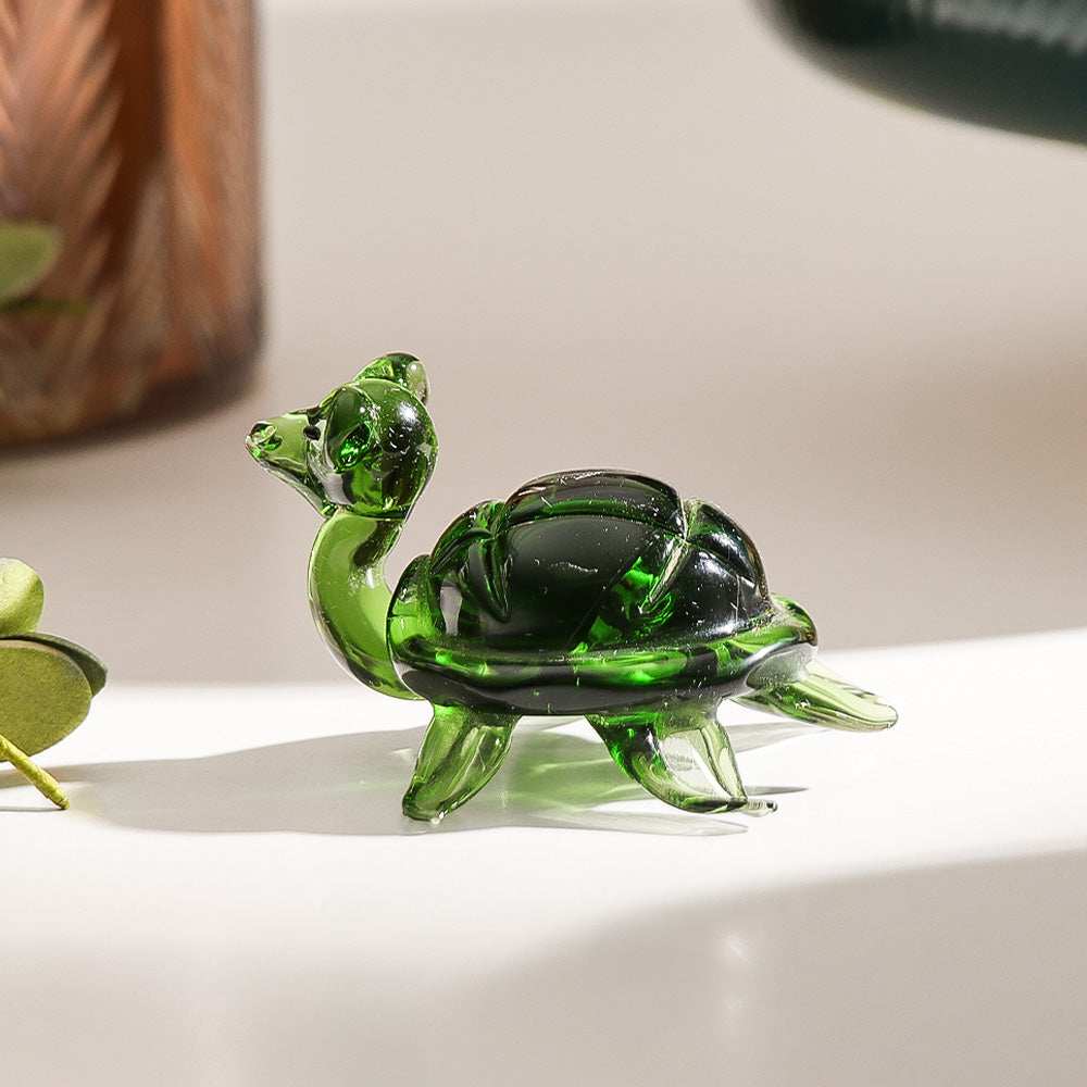Turtle Glass Sculpture Mini - Forest Green