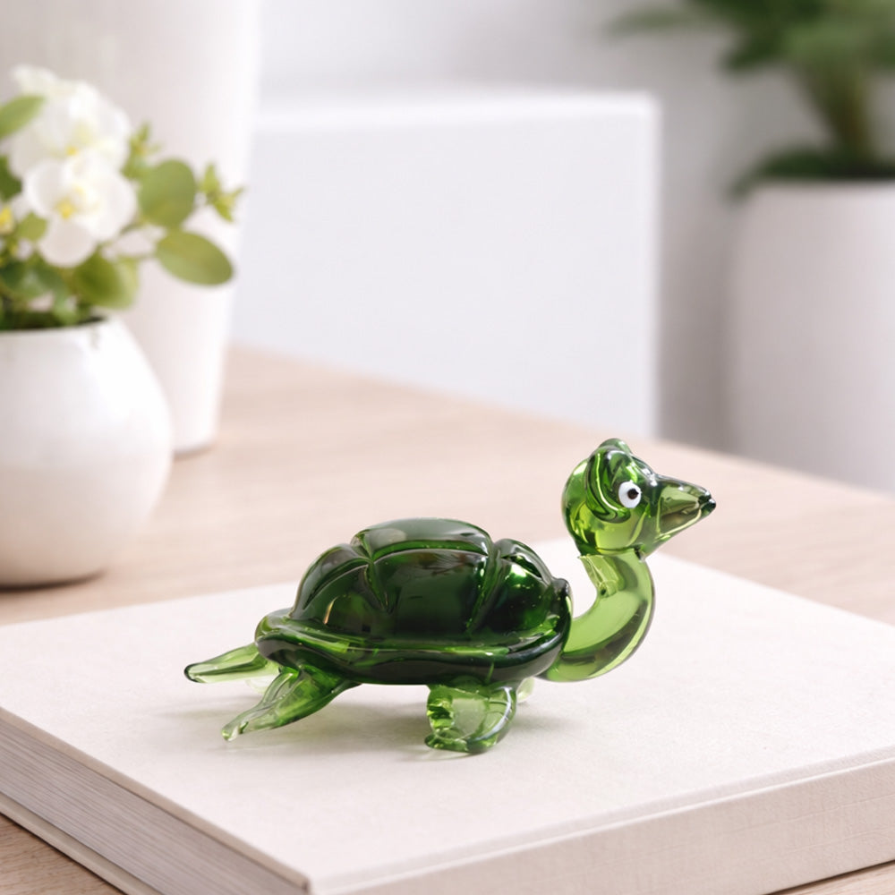 Turtle Glass Sculpture Mini - Forest Green