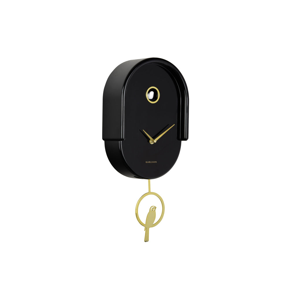 Tweet Wall Clock With Pendulum - Black