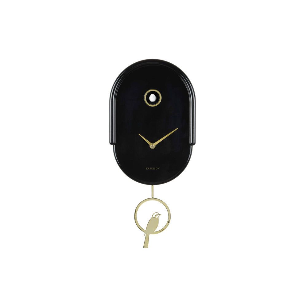 Tweet Wall Clock With Pendulum - Black