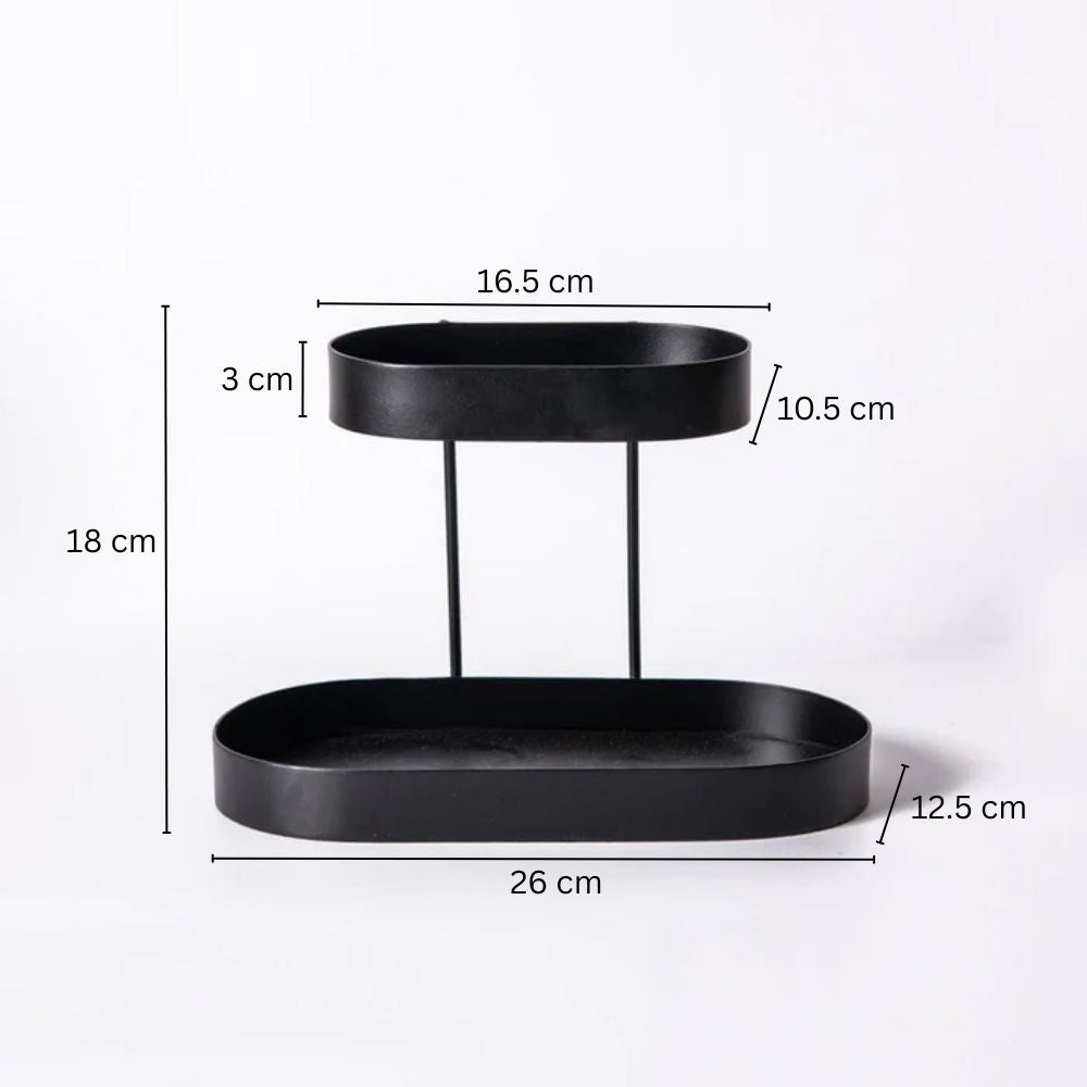Twin 2-Tier Oval Stand - Black