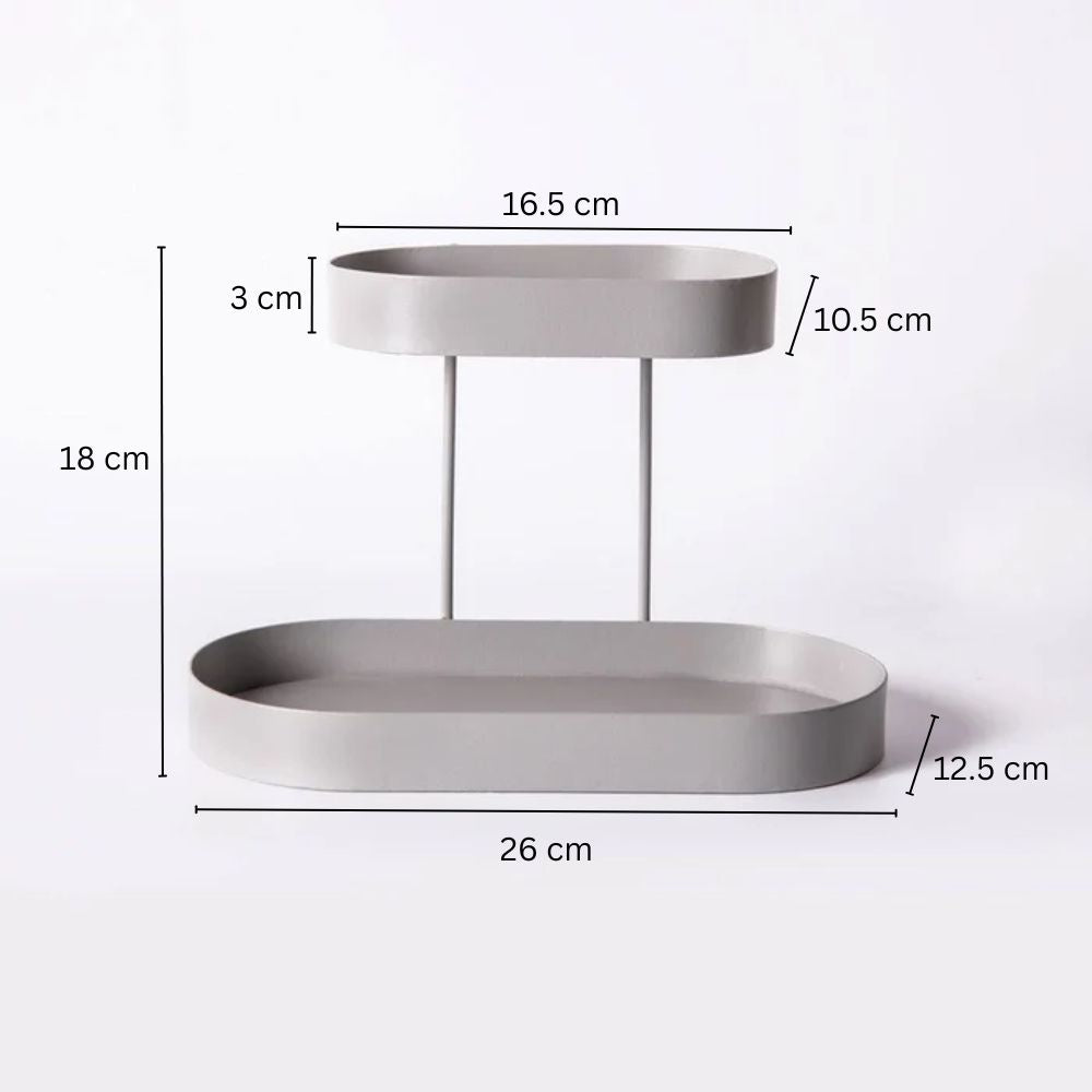 Twin 2-Tier Oval Stand - Grey