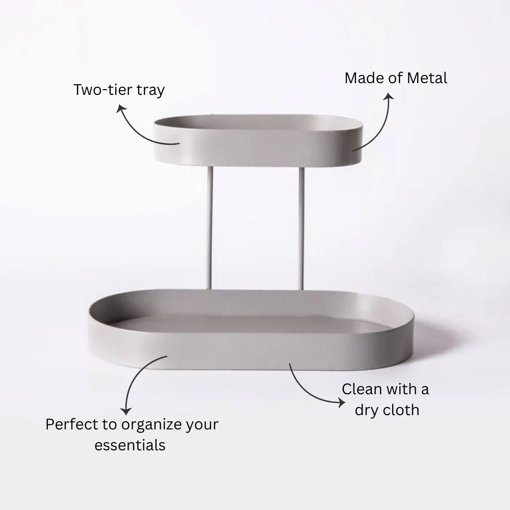 Twin 2-Tier Oval Stand - Grey