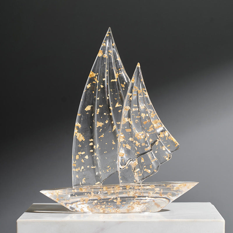 Twin Sails Sculpture Medium - Speckled Gold