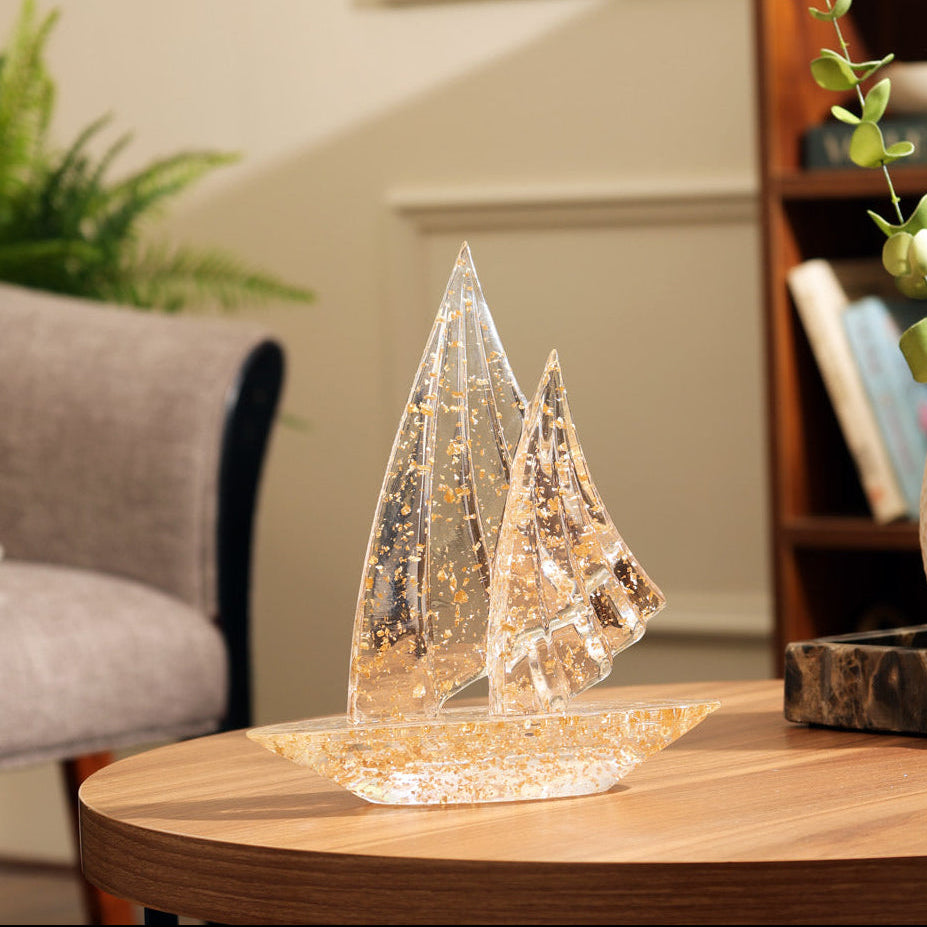 Twin Sails Sculpture Medium - Speckled Gold
