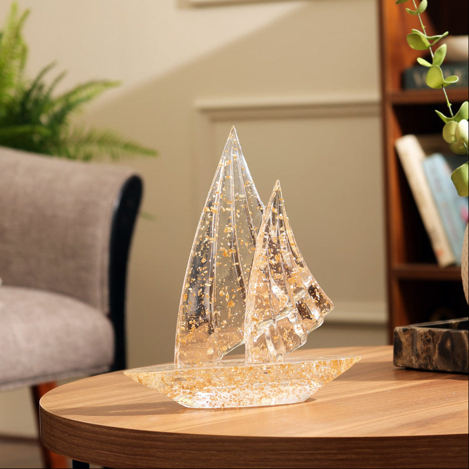 Twin Sails Sculpture Medium - Speckled Gold