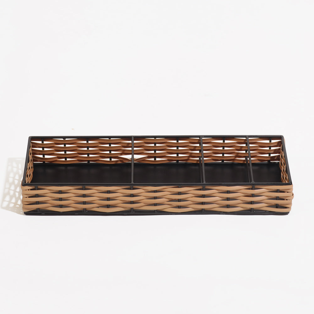 Twine Sectioned Slim Rectangular Organiser - Black