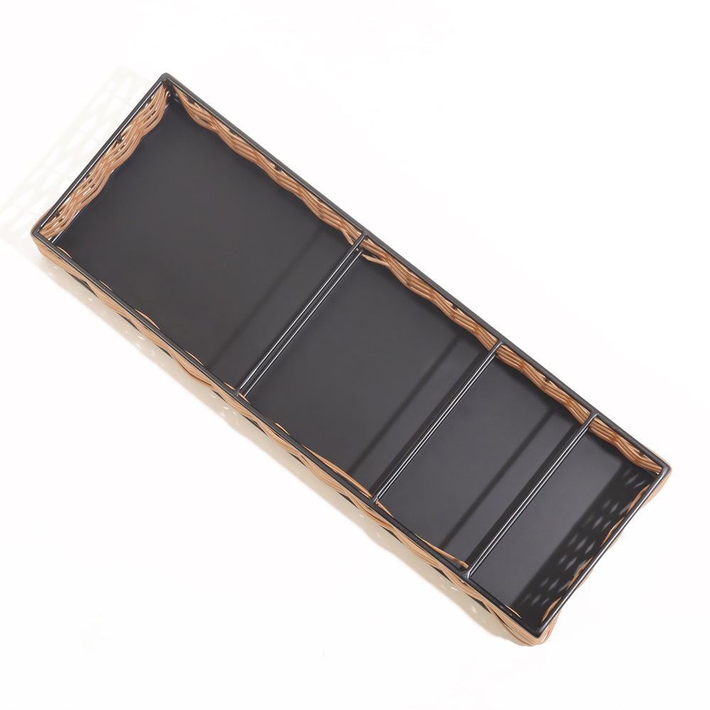 Twine Sectioned Slim Rectangular Organiser - Black