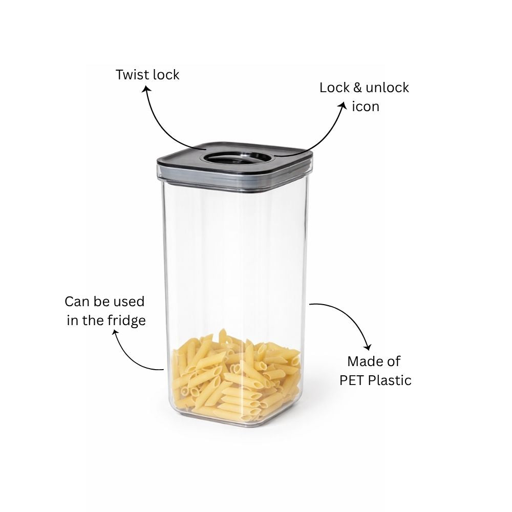 Twist Lock Storage Jar 2000ml - Black
