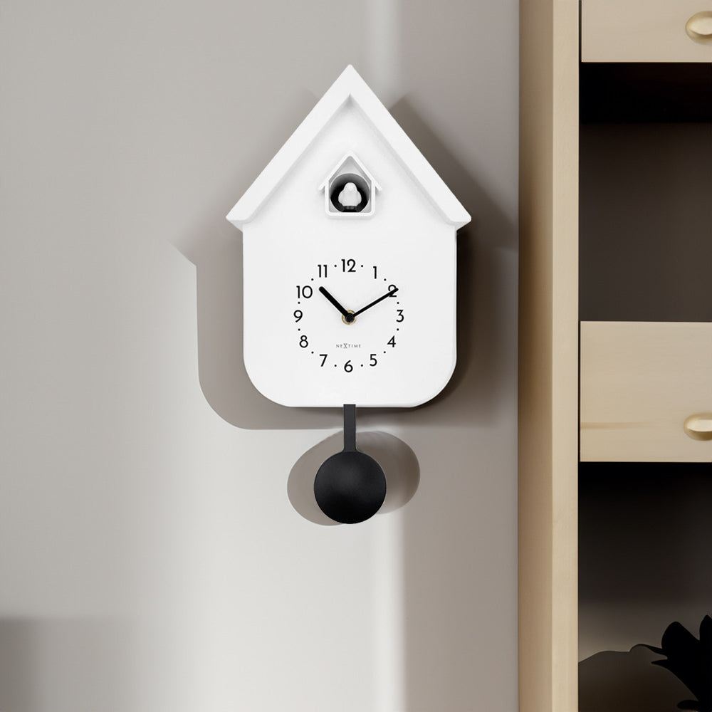 Twitter Cuckoo Wall Clock With Pendulum - White