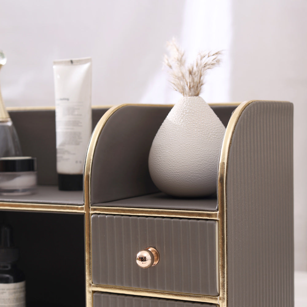 Two-Tier Cosmetics Organiser with Drawers - Dark Grey