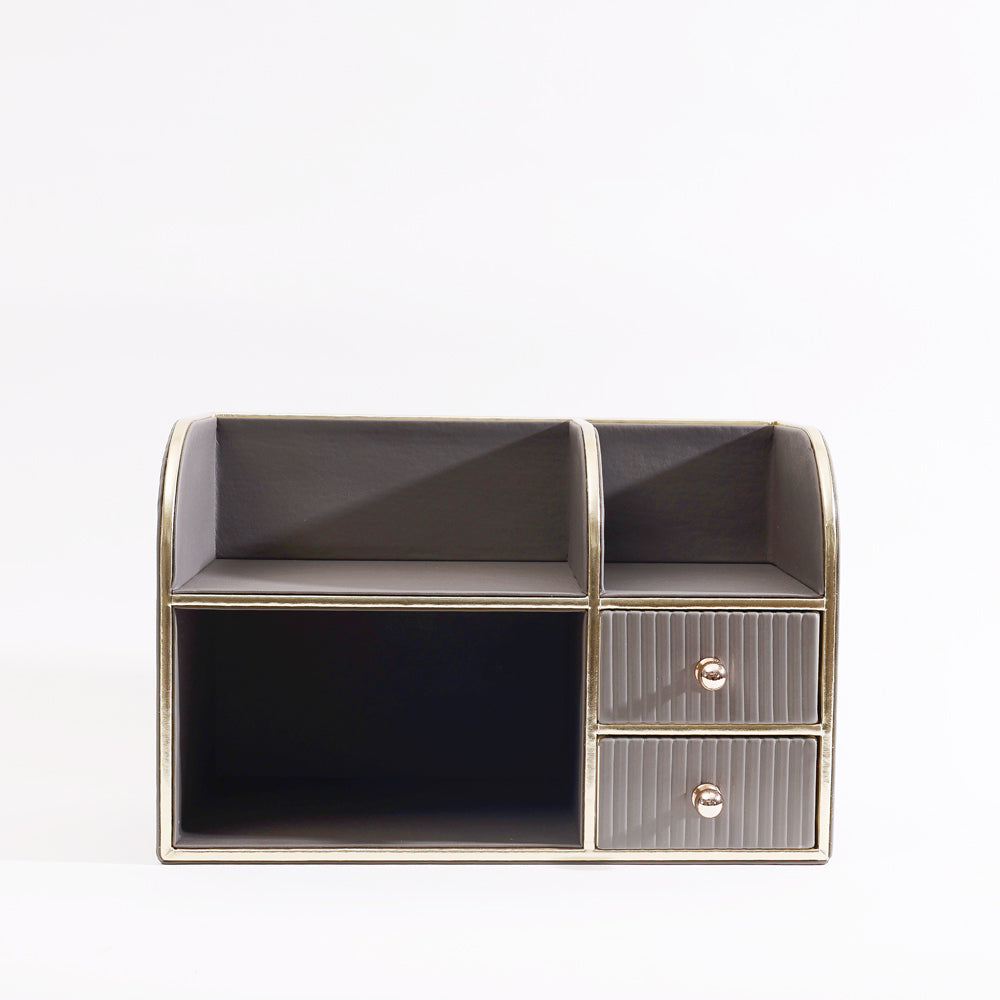 Two-Tier Cosmetics Organiser with Drawers - Dark Grey