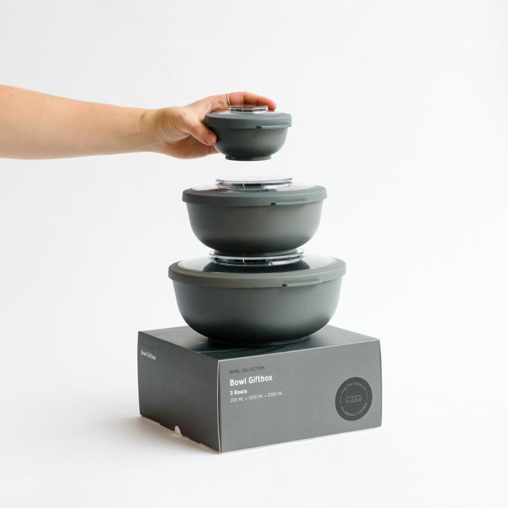 Tylla Storage Bowls with Lid, Set of 3 - Charcoal Grey