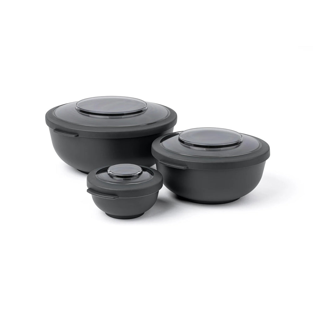 Tylla Storage Bowls with Lid, Set of 3 - Charcoal Grey