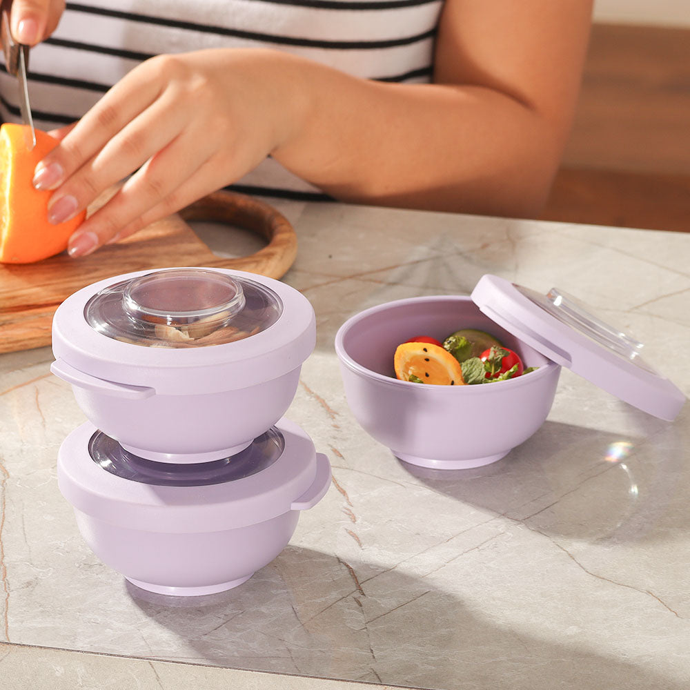 Tylla Storage Bowls with Lid 200ml, Set of 3 - Lavender