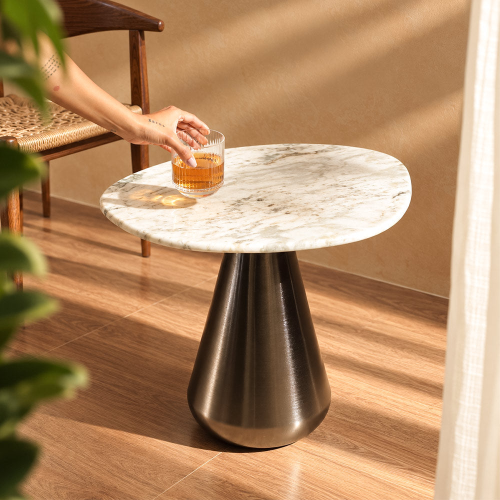 Umbria Marble & Iron Side Table Medium - Cloudy Gunmetal
