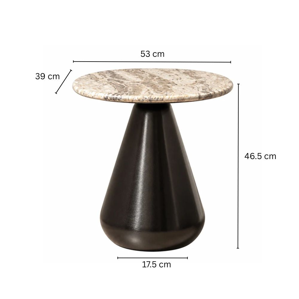 Umbria Marble & Iron Side Table Medium - Cloudy Gunmetal