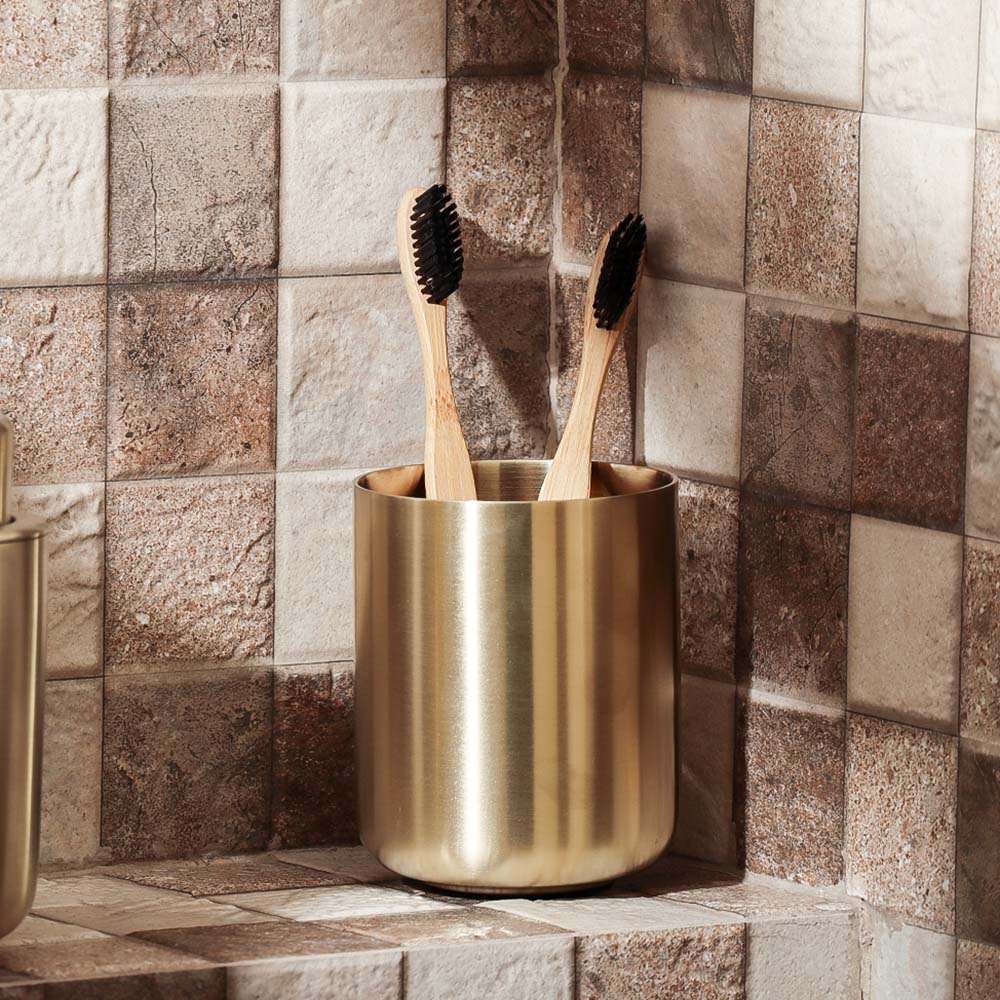 Ume Stainless Steel Toothbrush Tumbler - Matte Brass