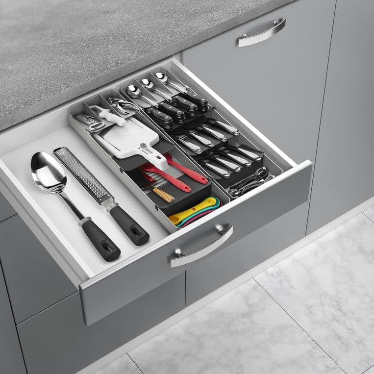 Uni-fit Adjustable Cutlery Organizer - Grey